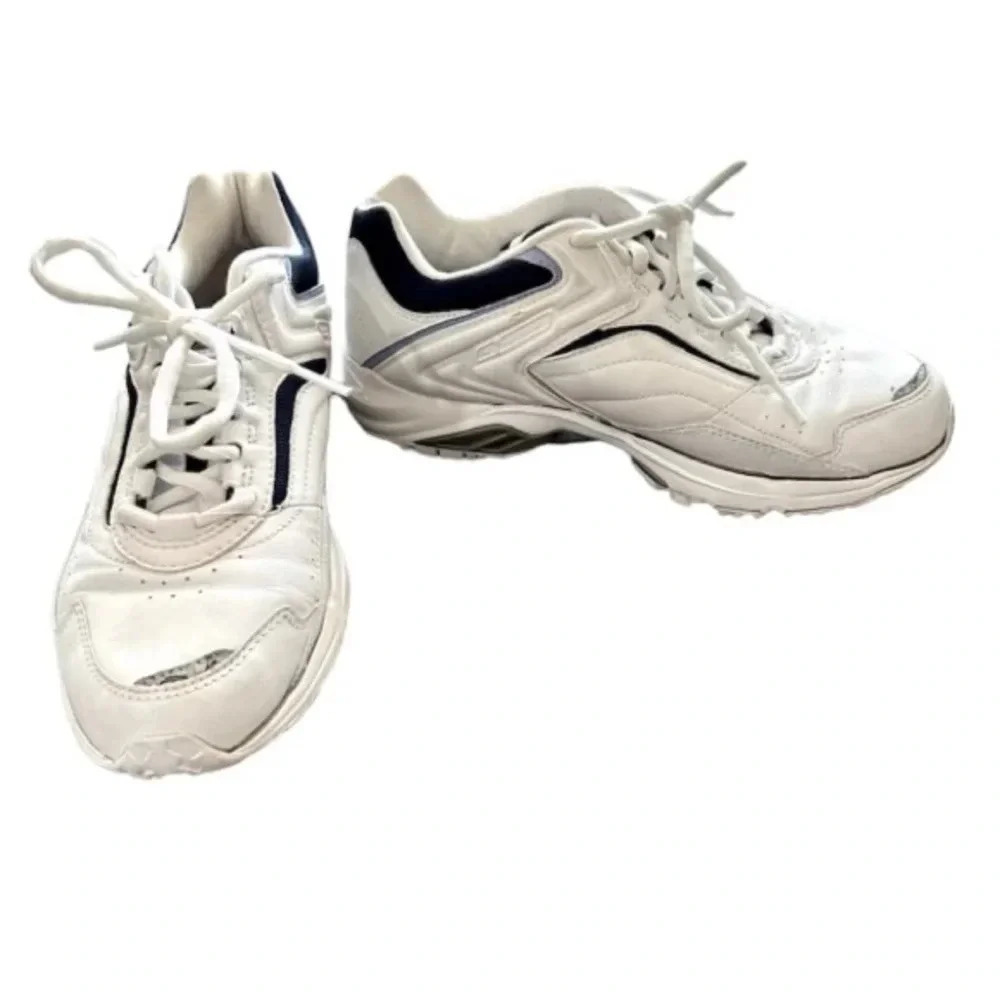 Reebok DMX Walk Men’s White & Blue Lace-Up Tennis Shoes Size 8 GUC